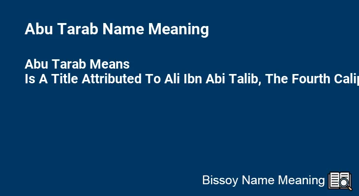 Abu Tarab Name Meaning